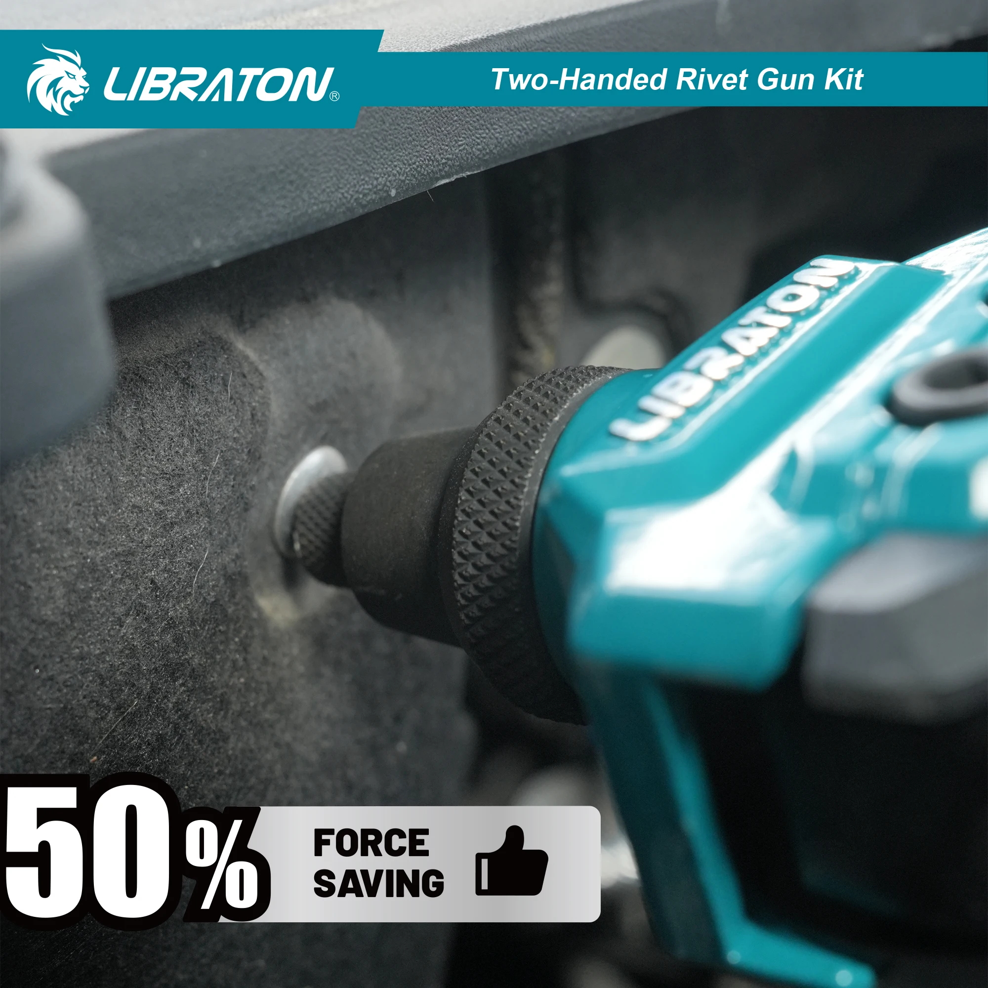 LIBRATON 261PCS Pop Rivet Gun Kit with 11-Inch Heavy Duty Rivet Gun, 250 Rivets, 5 Nozzles, 5 Drill Bits, Two-Handed Rivet Tools