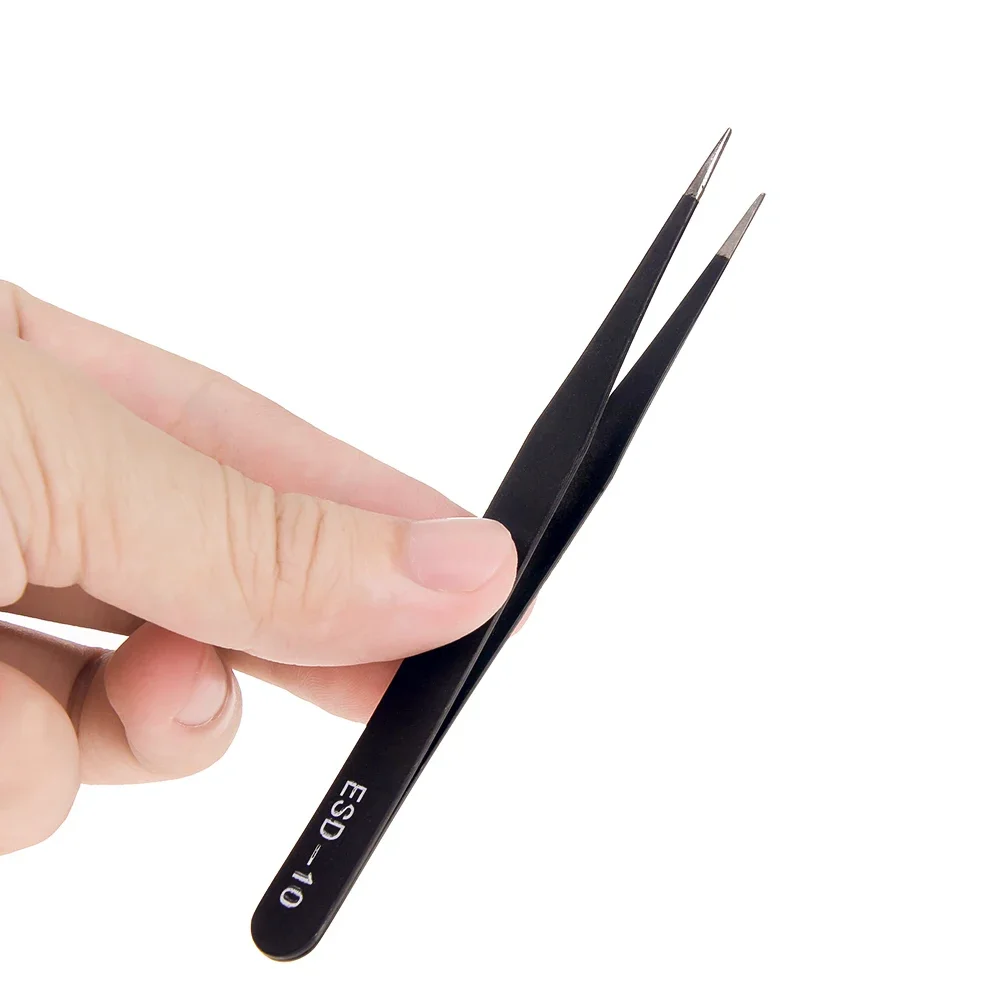 2/6pcs Precision แหนบชุด ESD Anti-Static สแตนเลสแหนบซ่อมเครื่องมือสําหรับซ่อมอิเล็กทรอนิกส์บัดกรีหัตถกรรมเครื่องมือ