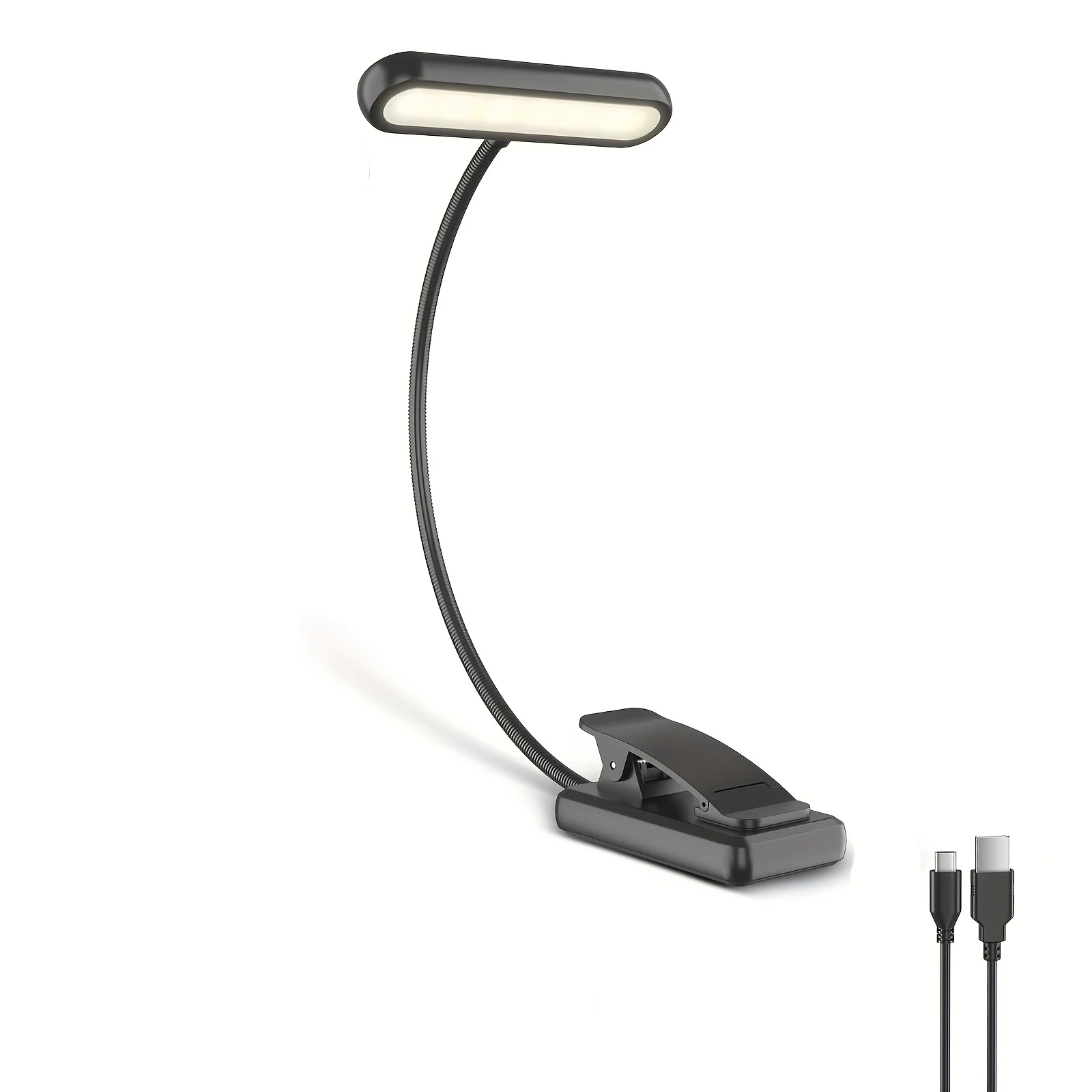 Portable Flexible Easy Clip Night Reading Lamp USB Rechargeable Reading Light 3Colors Warm Cool White Daylight Book Lamp