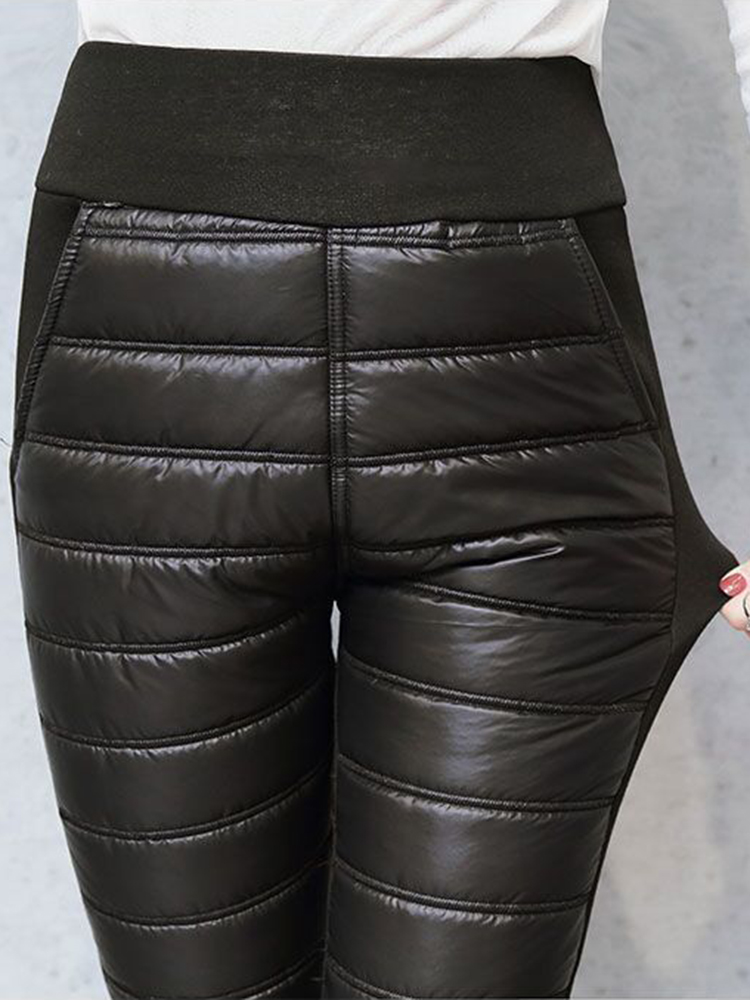 Unten Baumwolle Bleistift Hosen Warme Plüsch Samt Gefüttert Casual Winter Verdicken Schlank Pantalone Frauen Hohe Taille Knöchel-länge Hosen