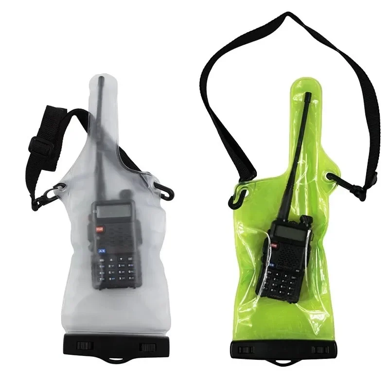 Tragbare wasserdichte PVC-Tasche für Walkie-Talkie, Zwei-Wege-Radios, verstellbarer Riemen, Schutzabdeckung, Halter mit Umhängeband