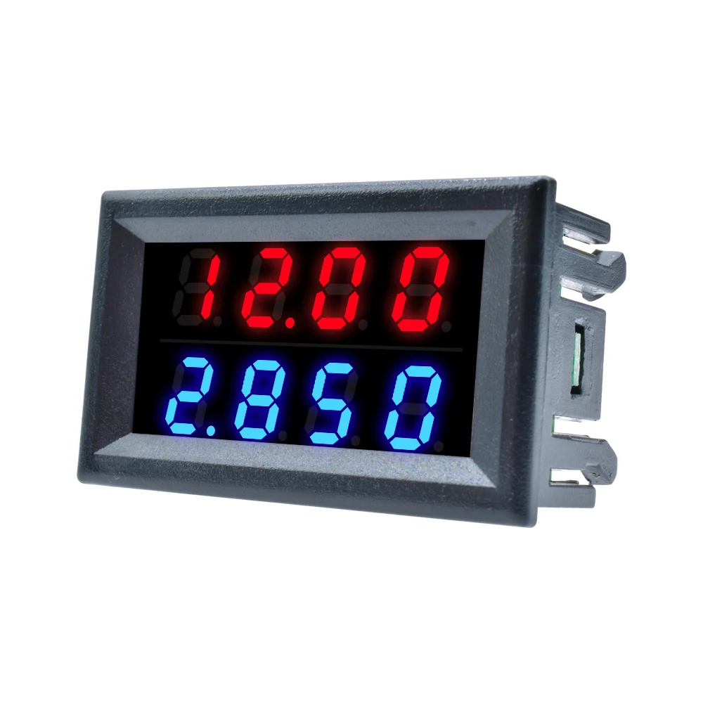 DC 100V 200V 10A 0,28 "Mini voltímetro Digital amperímetro 4 bits 5 cables medidor de corriente de voltaje probador azul rojo pantalla LED Dual
