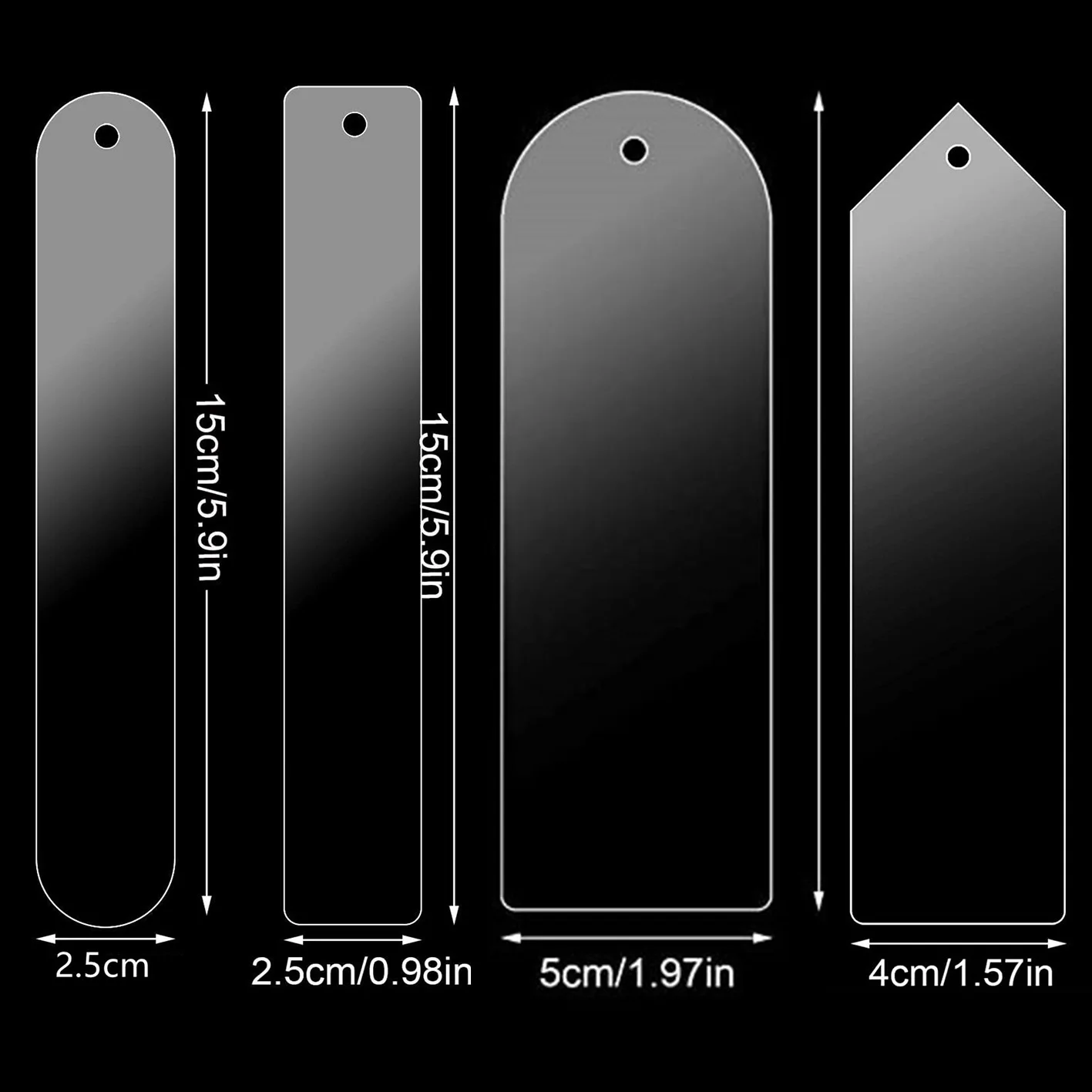 Blank Clear Acrylic Bookmarks 20Pcs Rectangle Craft Transparent Acrylic Book Markers With 20Pcs Small Bookmark Tassels