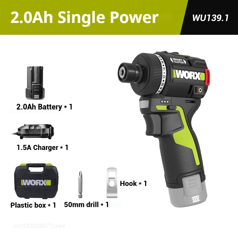 WORX WU139 Brushless Screwdriver Impact Driver Cordless Drill 50N.m 1/4inch Electric Drill 12V Battery Mini Drill Power Tools