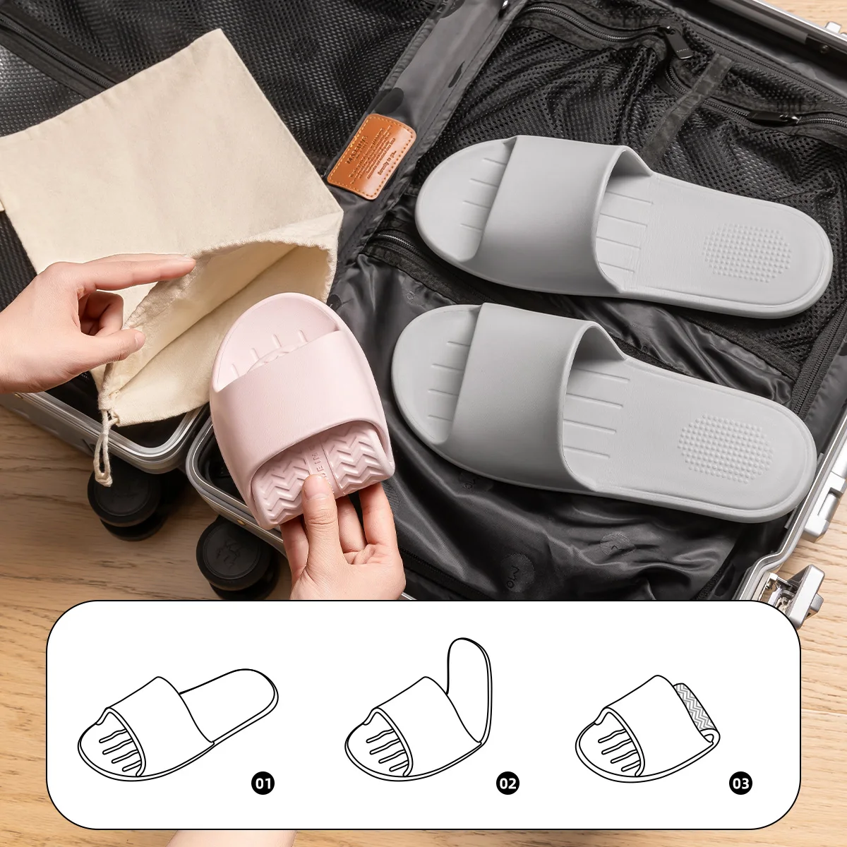 Chinelos convenientes de EVA fáceis de dobrar chinelos internos de viagem chinelos casuais leves e confortáveis