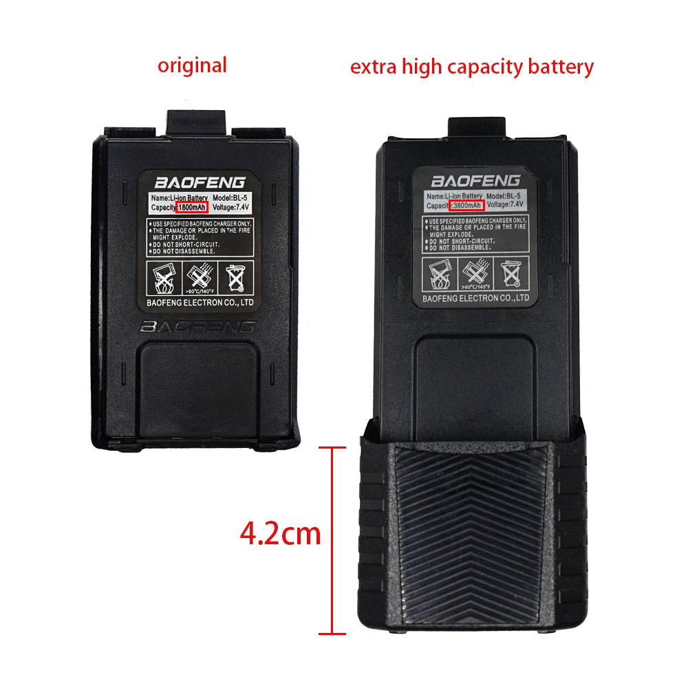 Baofeng 1800mAH/3800mAh UV-5R Walkie Talkie Vergrößern Li-Ion Akku BL-5 Für UV5R UV5RE UV5RA Zwei Weg Radio zubehör Power