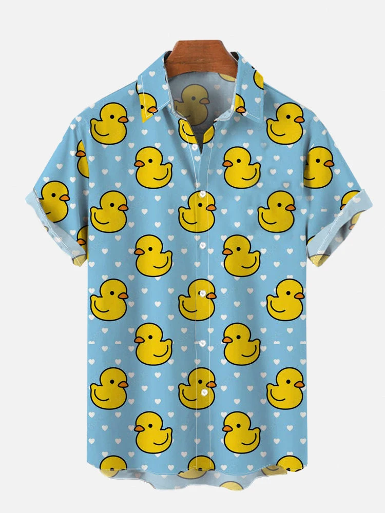Camicie Cosplay da uomo Unisex stampe 3D Splicing Cartoon Cute Duck Printing camicia a maniche corte camicie hawaiane di moda per uomo