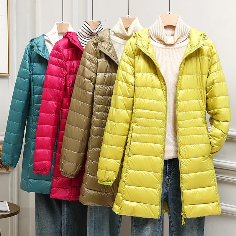 2023 frauen Puffer Jacken Ultraleicht Ente Unten Jacke Neue Herbst Winter Warme Tragbare Mit Kapuze Mantel Weibliche Windjacke Parka