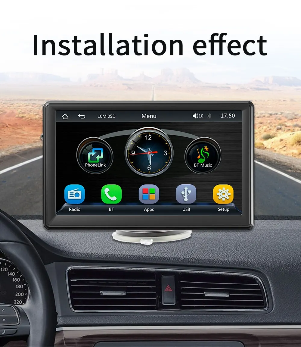 Universal 7 zoll auto radio multimedia video player drahtlose carplay und drahtlose android auto touchscreen sonnenb500