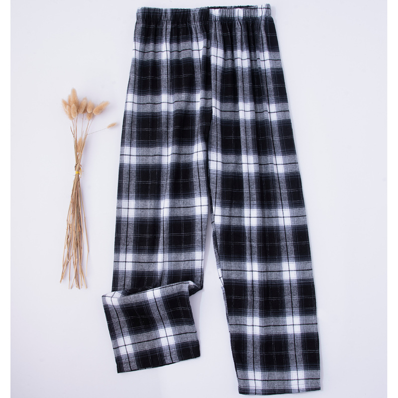 Herren-Pyjama aus Baumwolle mit Karomuster, lange Schlafhose, lässige, lockere Hose, Loungewear, gemütliche, weiche, atmungsaktive Schlafhose, Nachtwäsche