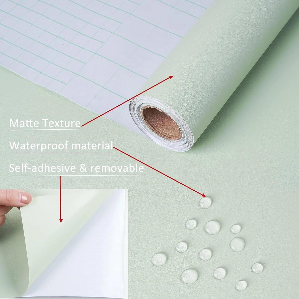 70/80 ความกว้าง Self-กาวฟิล์มสีเขียว Matt หนาสติกเกอร์เฟอร์นิเจอร์ห้องครัวสําหรับตู้โต๊ะผนัง DIY ปรับปรุงวอลล์เปเปอร์
