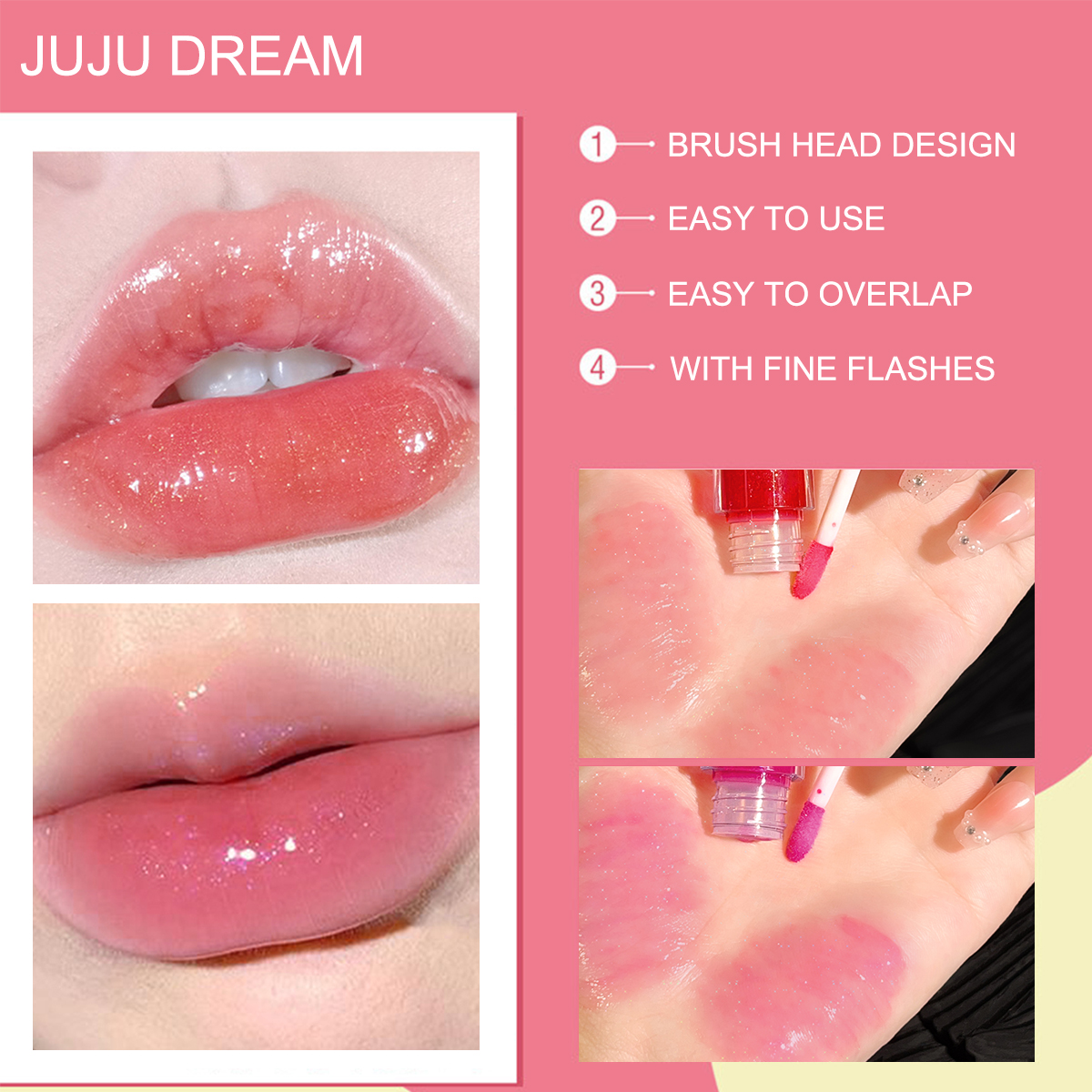 Candy-Colored Jelly Lip Oil with Glossy, Hydrating, Glass-Like Finish for Plump, Lush Lips; Lip Gloss for Layering