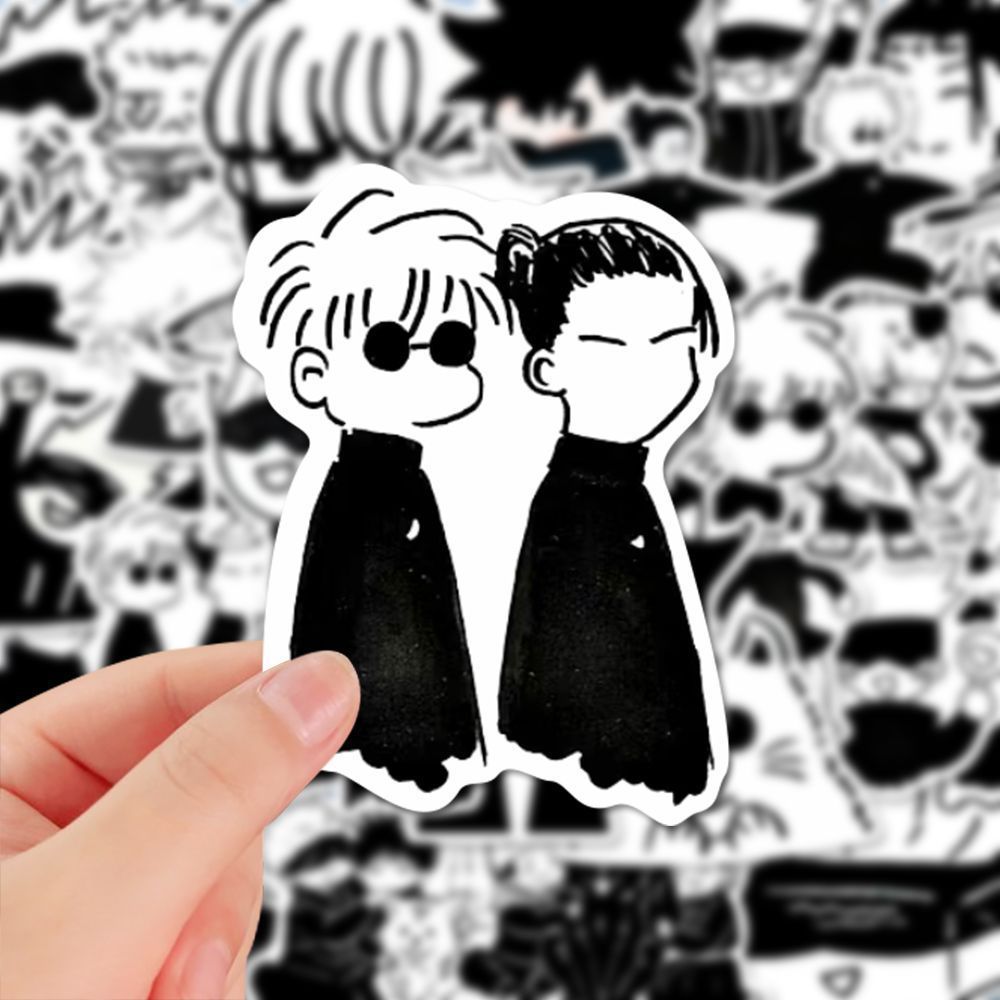 JJK อะนิเมะสติกเกอร์ Gojo Satoru และ Suguru สติกเกอร์ Zhou Shu Hui Zhan สีดําสีขาวมังงะสไตล์น่ารักแล็ปท็อปเคสโทรศัพท์น่ารักตกแต่ง