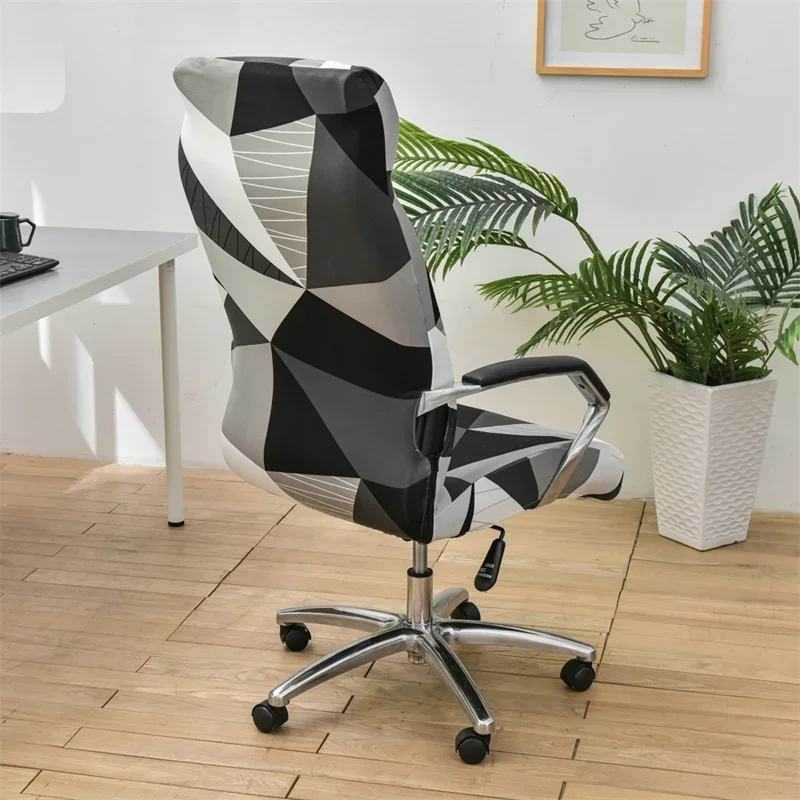 Funda para silla de oficina con estampado geométrico, fundas elásticas de LICRA para reposabrazos para juegos, funda protectora de asiento giratoria elástica, 1 ud.