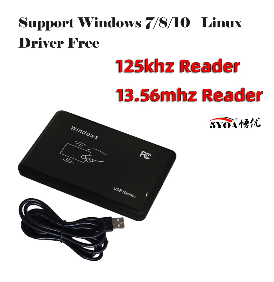 5YOA 125KHz 13,56MHz RFID-Lesegerät USB-Näherungssensor Smartcard-Lesegerät kein Laufwerksausgabegerät USB für die Zugangskontrolle