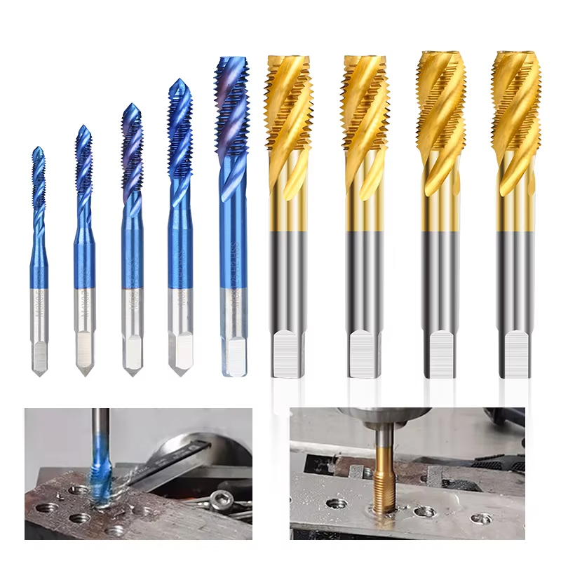 Taraud à vis en acier, filetage métrique en spirale revêtu de titane M2-M18