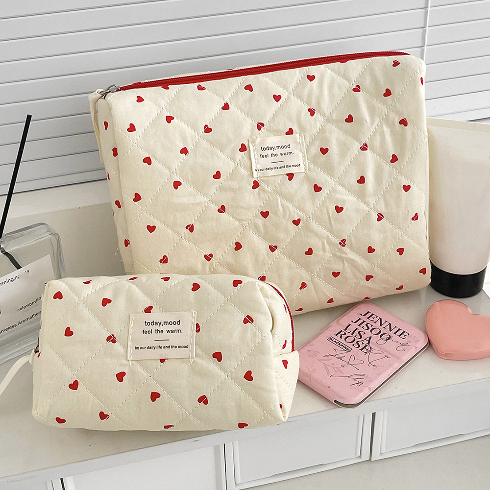 Mode Ins Hart Vrouwen Quilten Make-up Tas Grote Capaciteit Toilettas Cosmetische Opbergtas Handtas Dames Rits Make-up Tas