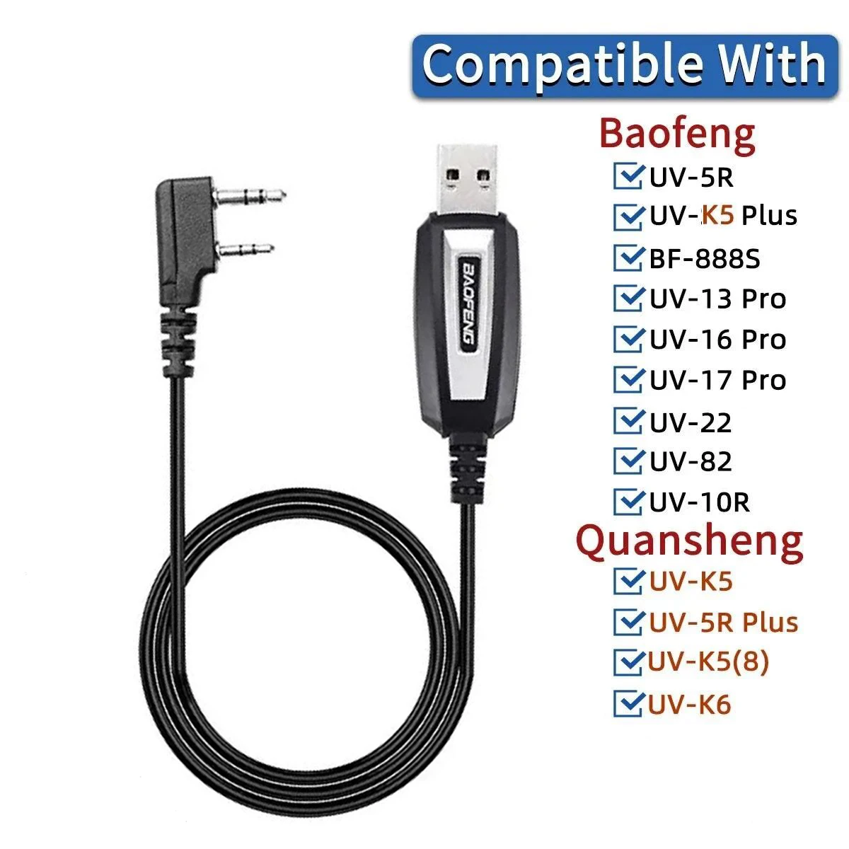 Walkie Talkie-Programmierkabel für Baofeng, Quansheng, Retevis, Kenwood Funkgerät