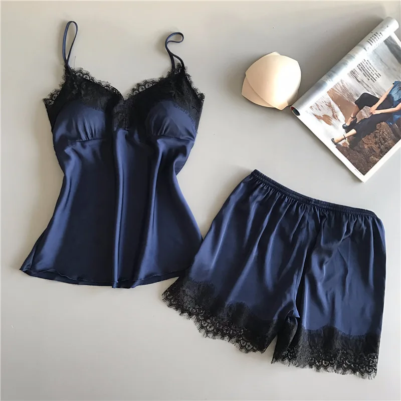 1 conjunto de pijamas femininos, pijamas sexy de renda com decote em v da moda, conjunto de calças de dormir, novos pijamas confortáveis