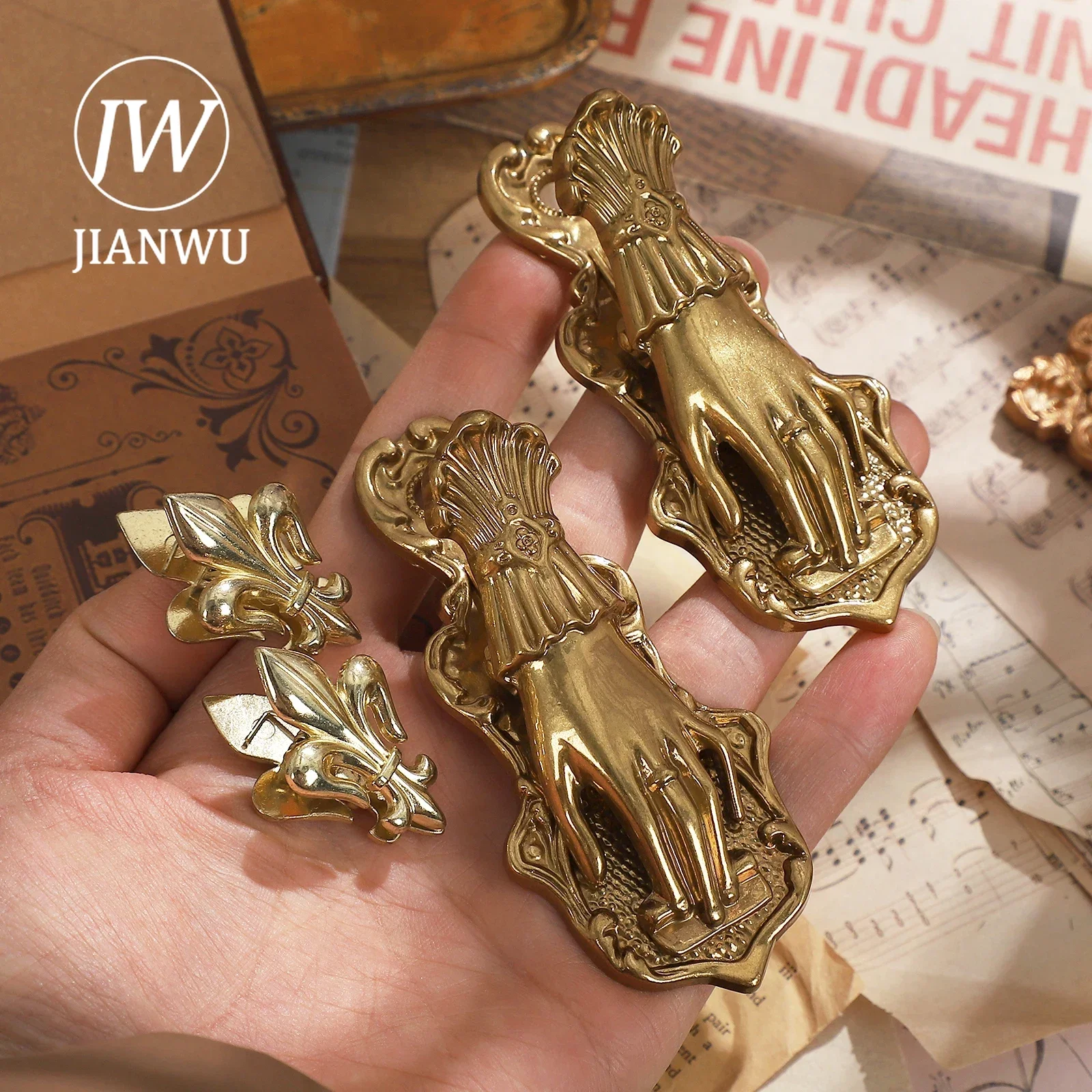 JIANWU 빈티지 레이디의 손 합금 클립 빌 클립 오래된 여행 노트 클립 크리 에이 티브 DIY 저널 도구 학생 용품 편지지