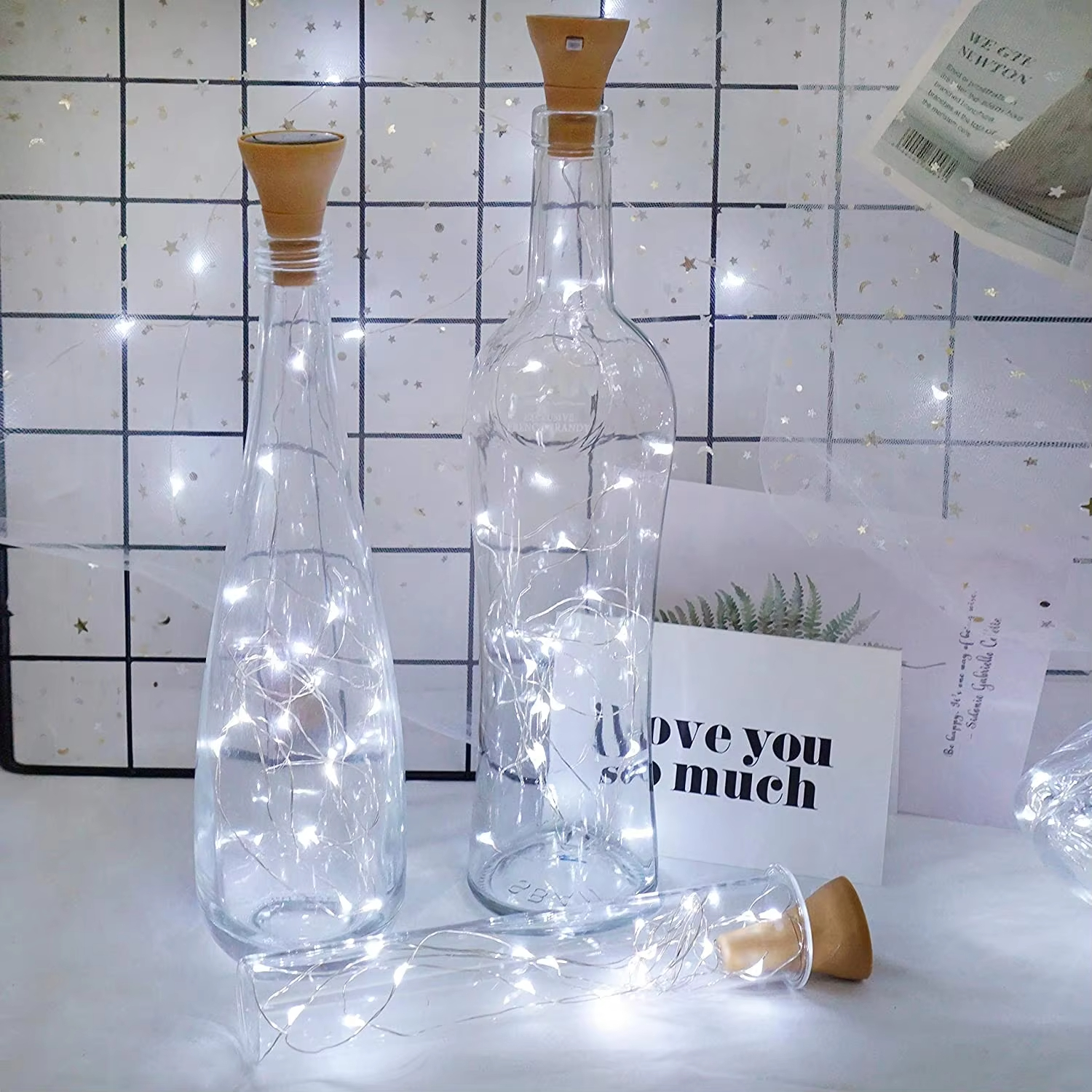 Solar 10LED 15LED 20LED Wine Bottle Lights Cork Shape Fairy Lights Garland Christmas Light Copper Wire Home Room Decoration Lamp