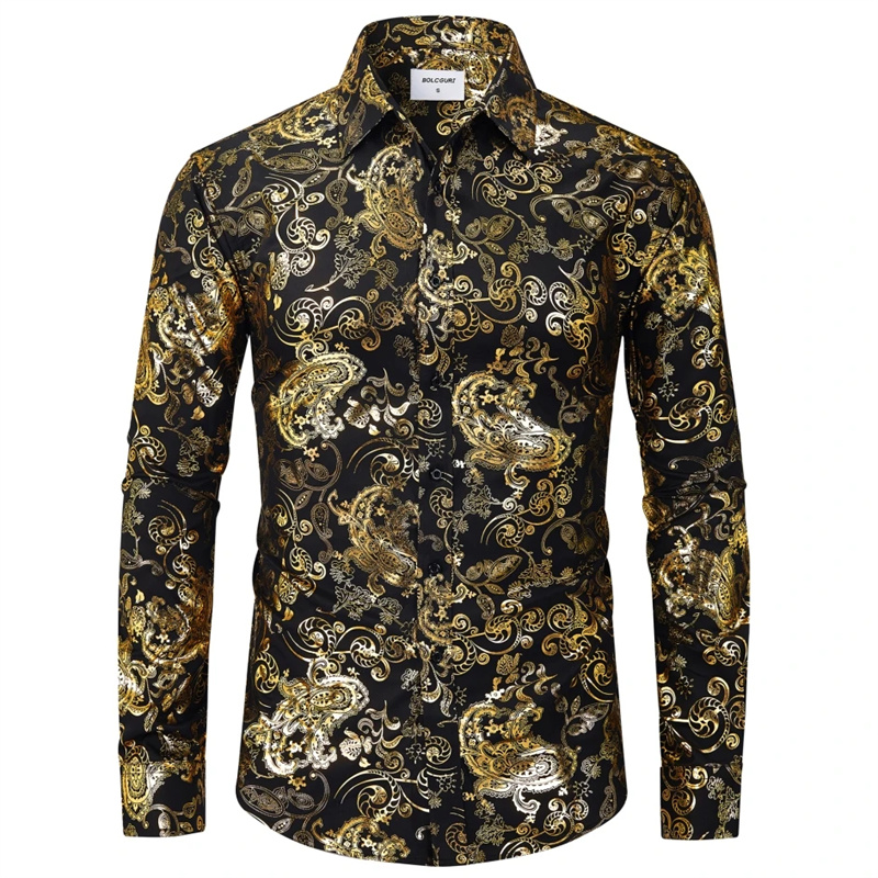 Camisa de lujo barroca con estampado 3D para hombre, ropa Formal, camisas informales con botones, ropa cómoda de manga larga Multicolor para hombre, Tops