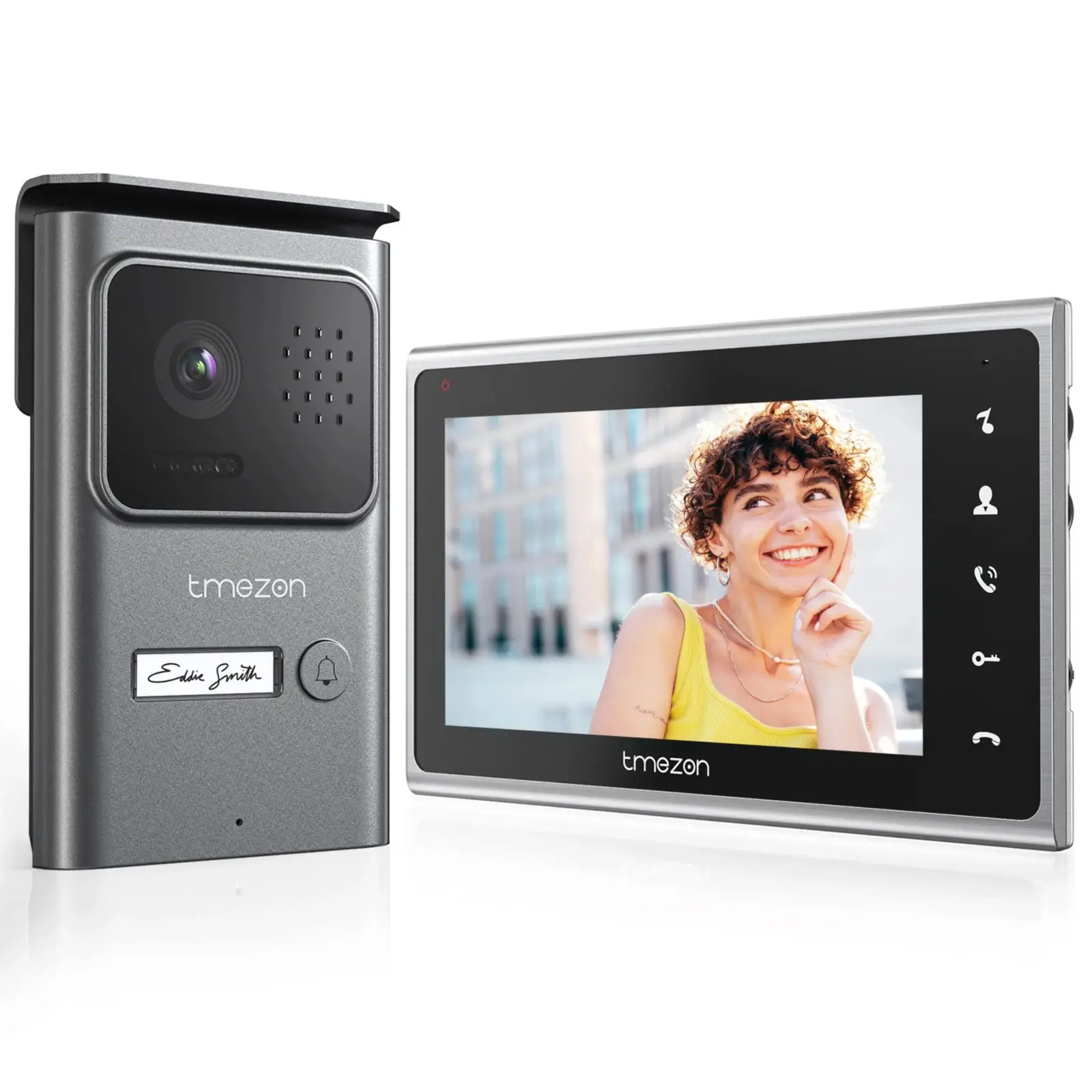 2-draads video deurtelefoon deurbel intercomsysteem voor thuis, TMEZON 7-inch monitorcamera, ontgrendeling op afstand / nachtzicht / aanraakknop
