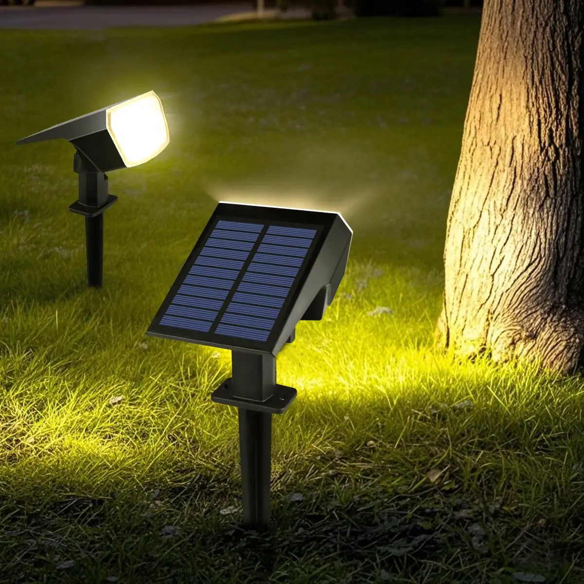 Reflector Solar LED de gran capacidad con batería integrada de 1200mAh, lámpara de foco impermeable, largo tiempo de trabajo para camino de césped y jardín