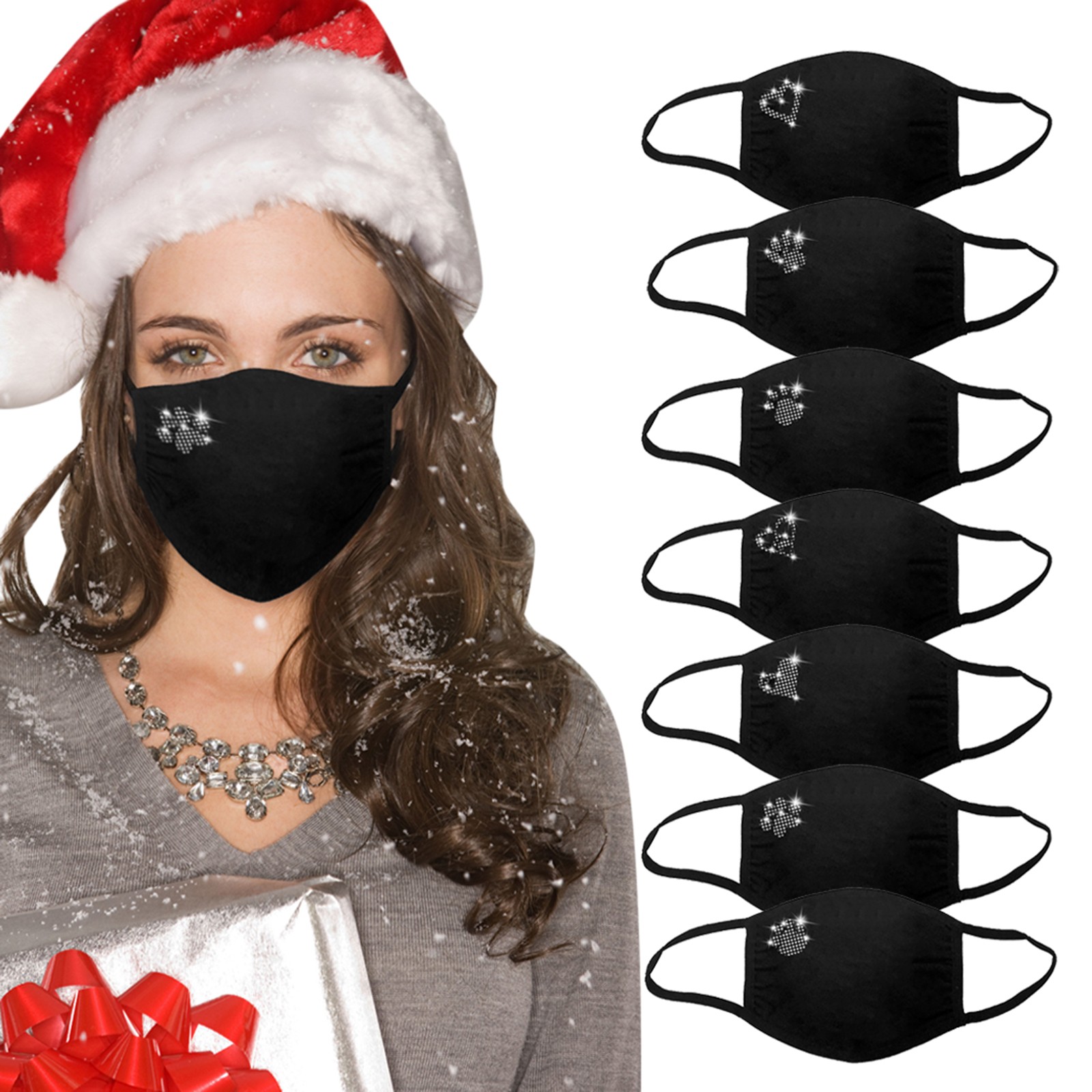 หน้ากากตกแต่งคริสตัลงานเลี้ยงสำหรับผู้หญิงหน้ากากฮาโลวีนใหม่1ชิ้น2024มาส์กหน้าใช้ซ้ำได้และซักได้