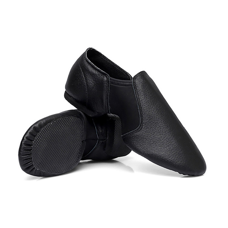 USHINE 24-44 zapatos de baile de Jazz de cuero genuino Tan negro suela antideslizante zapatos de Jazz adultos zapatillas de baile para niños niñas mujeres