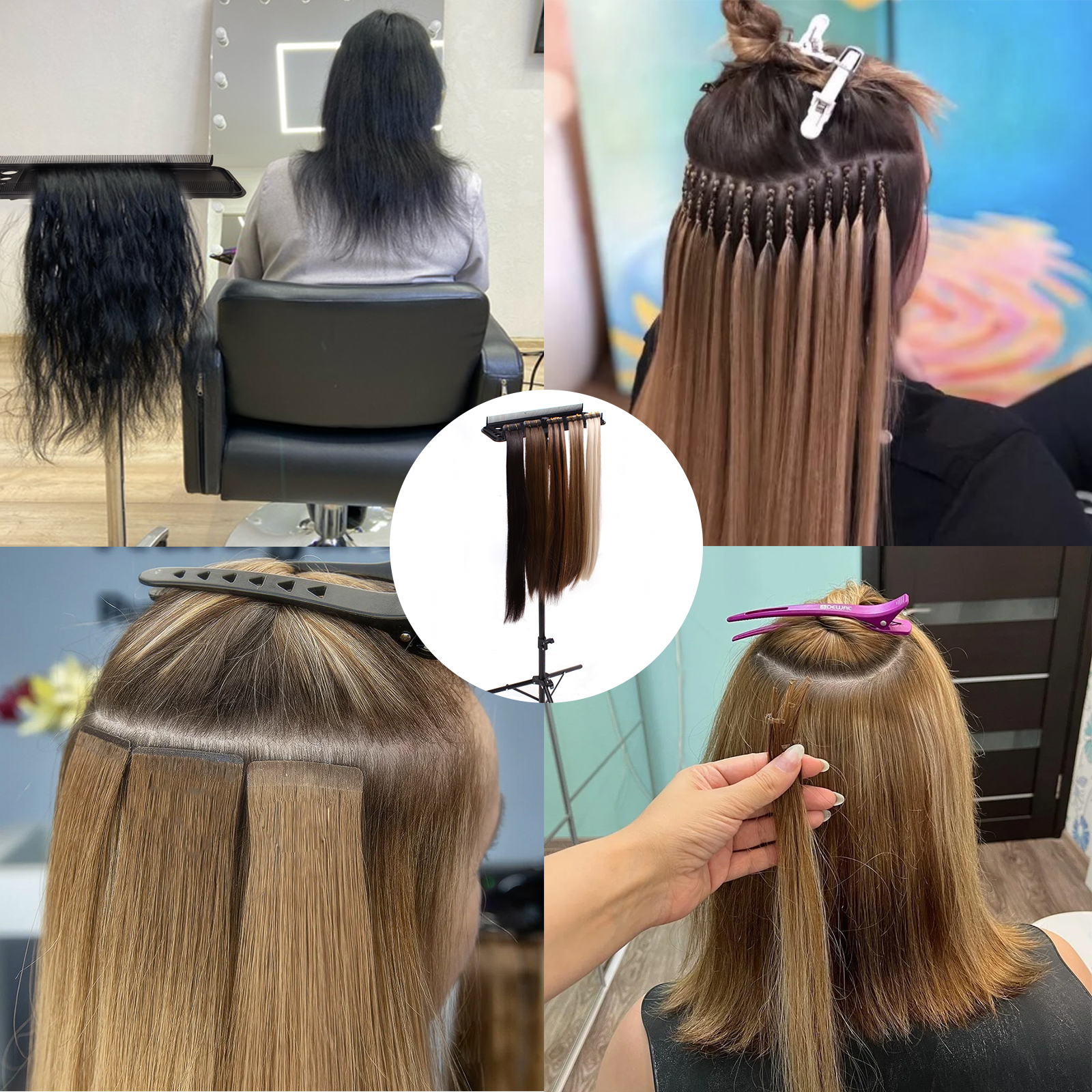 Soporte para extensiones de cabello, bandeja para extensiones de cabello, separador de extensiones de cabello multifunción, bandeja de exhibición para trípode, soporte para pelucas fácil