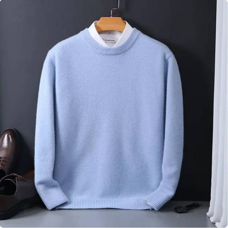 2024 Kasjmier Trui Met O-hals Pullovers Heren Losse Oversized M-3XL Gebreide Onderkant Herfst Winter Nieuwe Koreaanse Casual Heren Top
