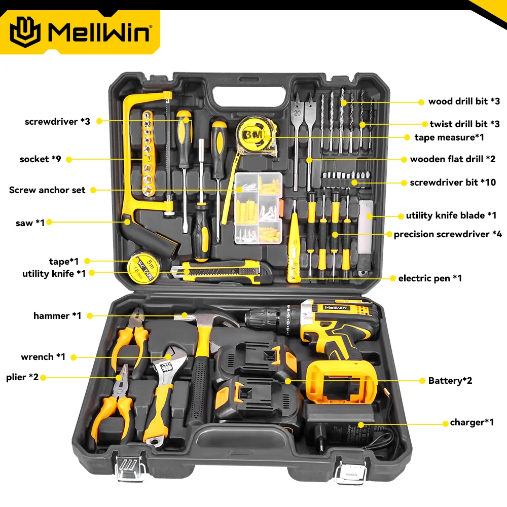 MELLWIN 25 + 3 トルク電動インパクトドリル 2 速度調整可能なコードレス電動ドライバー電動工具マキタ 18V バッテリーピン