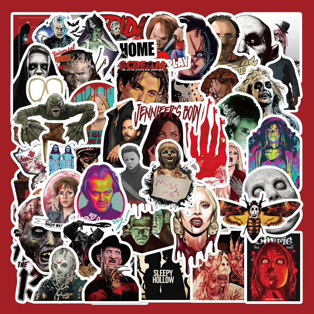 50pcs/bag Dark Figure, Killer Pattern Stickers Suitable for Scary Parties, Notebooks, Water Bottles, Phone Cases, Kids Stickers