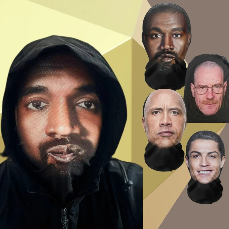 Full Face Visualตาข่ายหน้ากากปาร์ตี้สยองขวัญHoodจําลองKanye Mask Partyอุปกรณ์Accsคอสเพลย์Propsครีมกันแดดป้องกัน