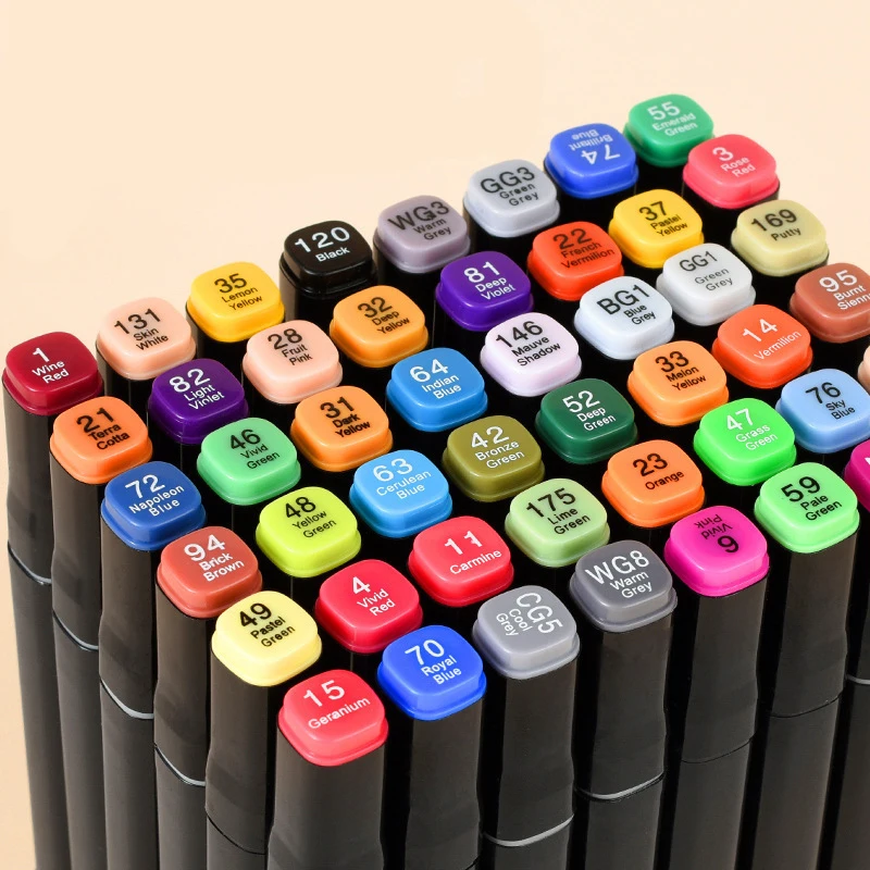 24/36/48/80/120color Double-headed Marker Pen Set for Beginners Animation Professional Drawing Watercolor Pens Oil-based Markers