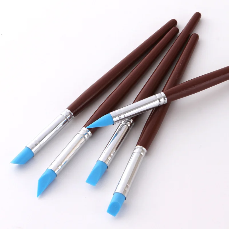 Bộ 5 Cao Su Silicon Đầu Bút Lông Cho Màu Nước Sơn Dầu Định Hình Chạm Khắc Công Cụ Điêu Khắc Đất Sét Dụng Cụ