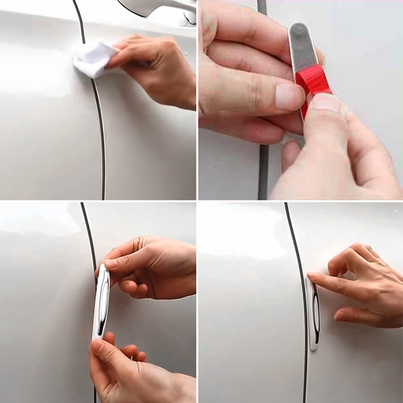 車のドアエッジガード,トリム成形保護ストリップ,傷防止,衝突バリア,ステッカー,4個