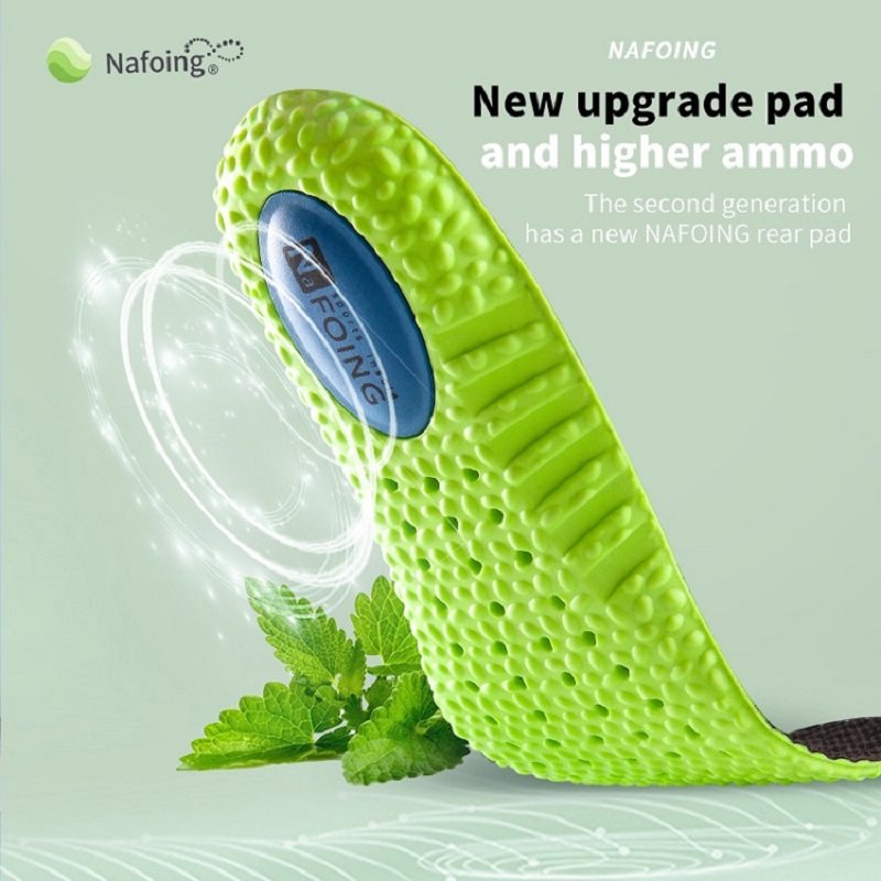 Sport Stoßdämpfung Einlegesohle Grün PU Memory Foam Atmungsaktive Arch Support Orthopädische Schuhe Pad Männer Frauen Fußpflege Schuhe Pad