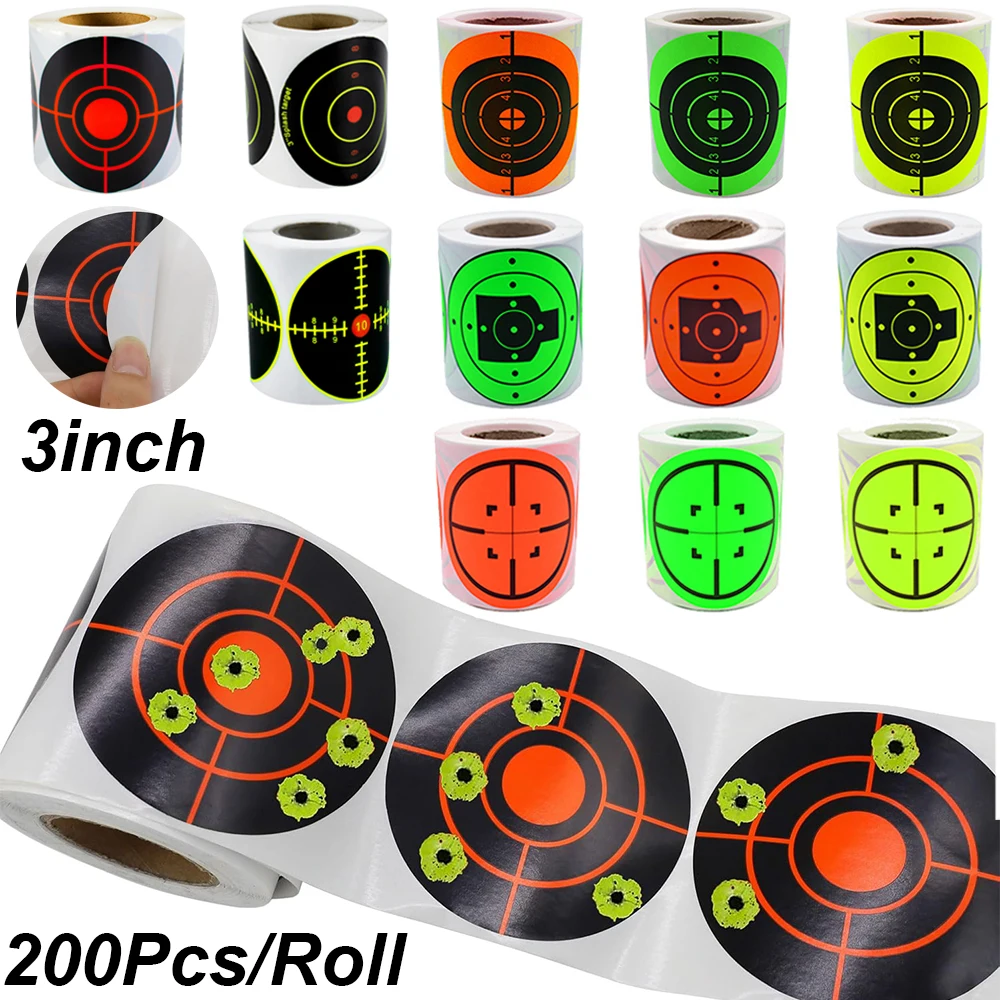 200 pçs splatter alvo adesivos 3 polegada auto-adesivo papel reativo alvos fluorescente amarelo respingo pasters para airsoft bb arma