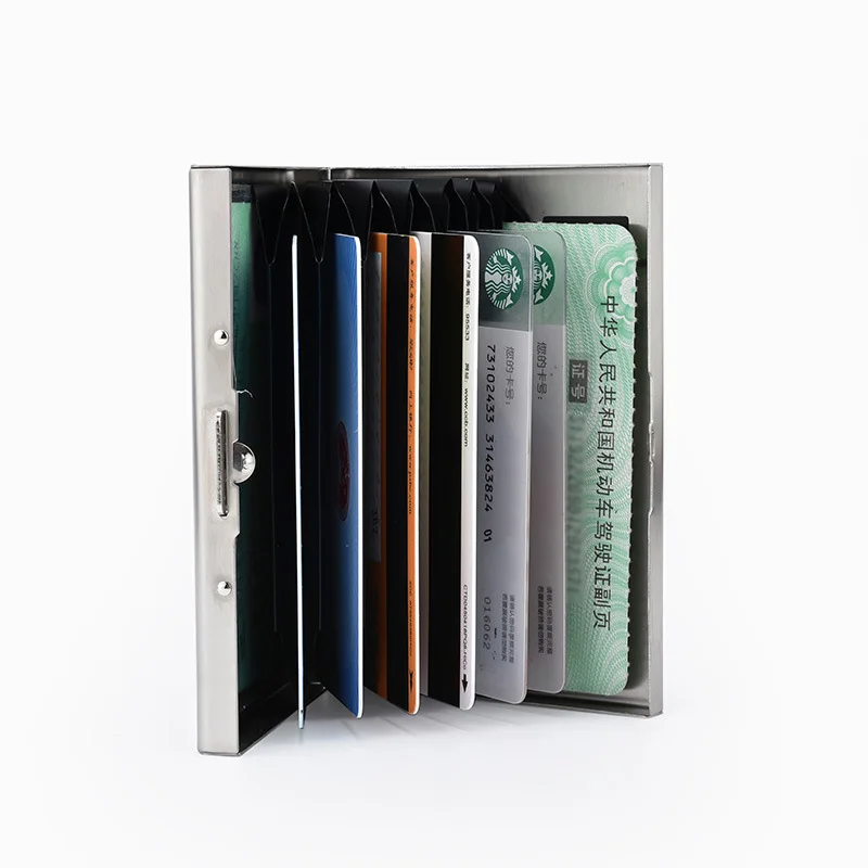 RFID Anti Theft Metal Purse Men's Ultra-thin Anti Demagnetization Card Holder Women's Credit Card Cover Stainless Steel Wallet