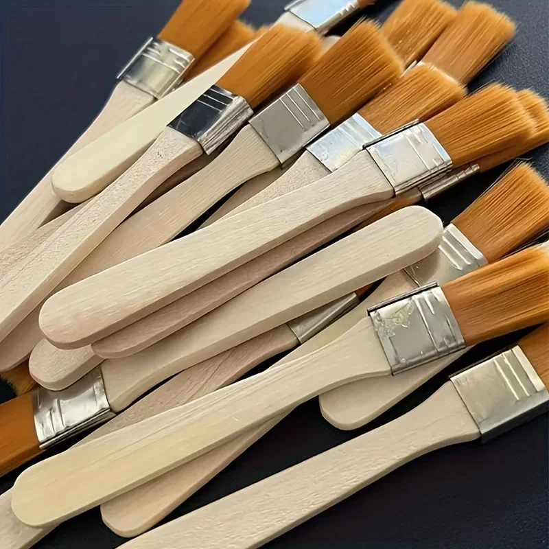 24/48 pezzi-pennelli in nylon, pennelli artistici con manico corto in legno, pennelli per acquerello, pennelli per pareti, pennelli artistici, strumenti per la pulizia