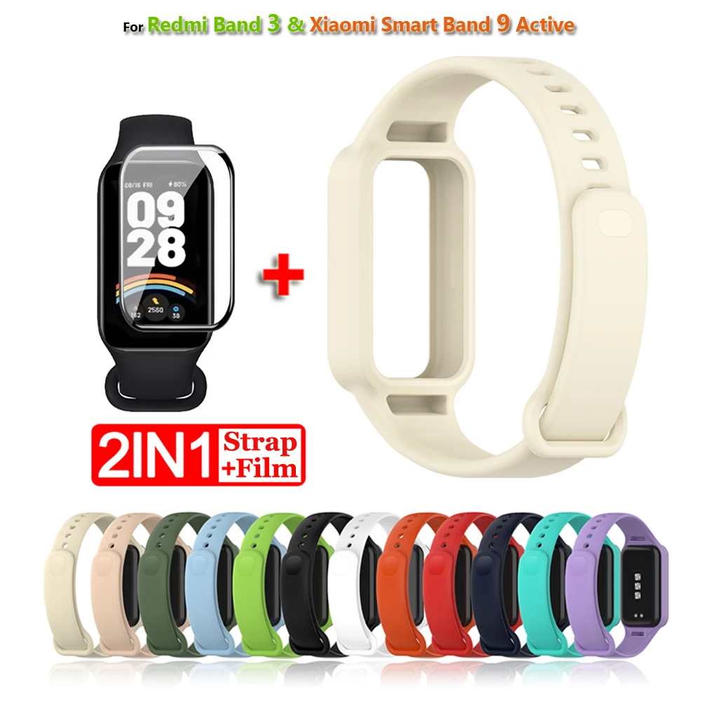 Correa de repuesto para Xiaomi Smart Band 9, Correa activa, correas de silicona para reloj Redmi Smart Band 3, Correa