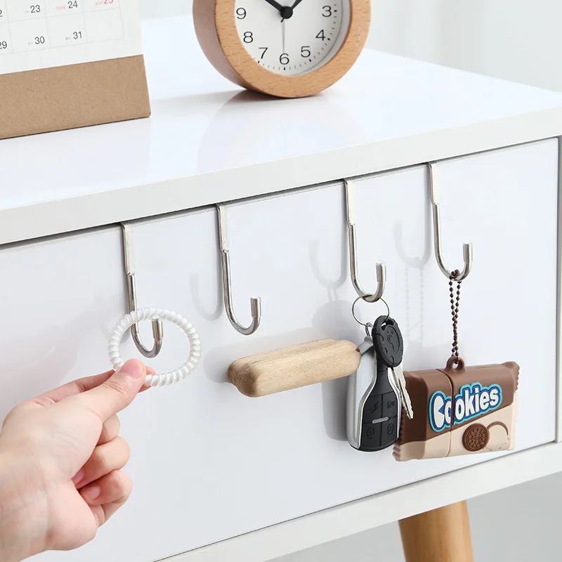 304 ตะขอสแตนเลสเจาะฟรี Double S-Shape Hook ห้องครัวห้องน้ําประตูตู้สีเงินประเภท Coat ผ้าเช็ดตัวแขวน