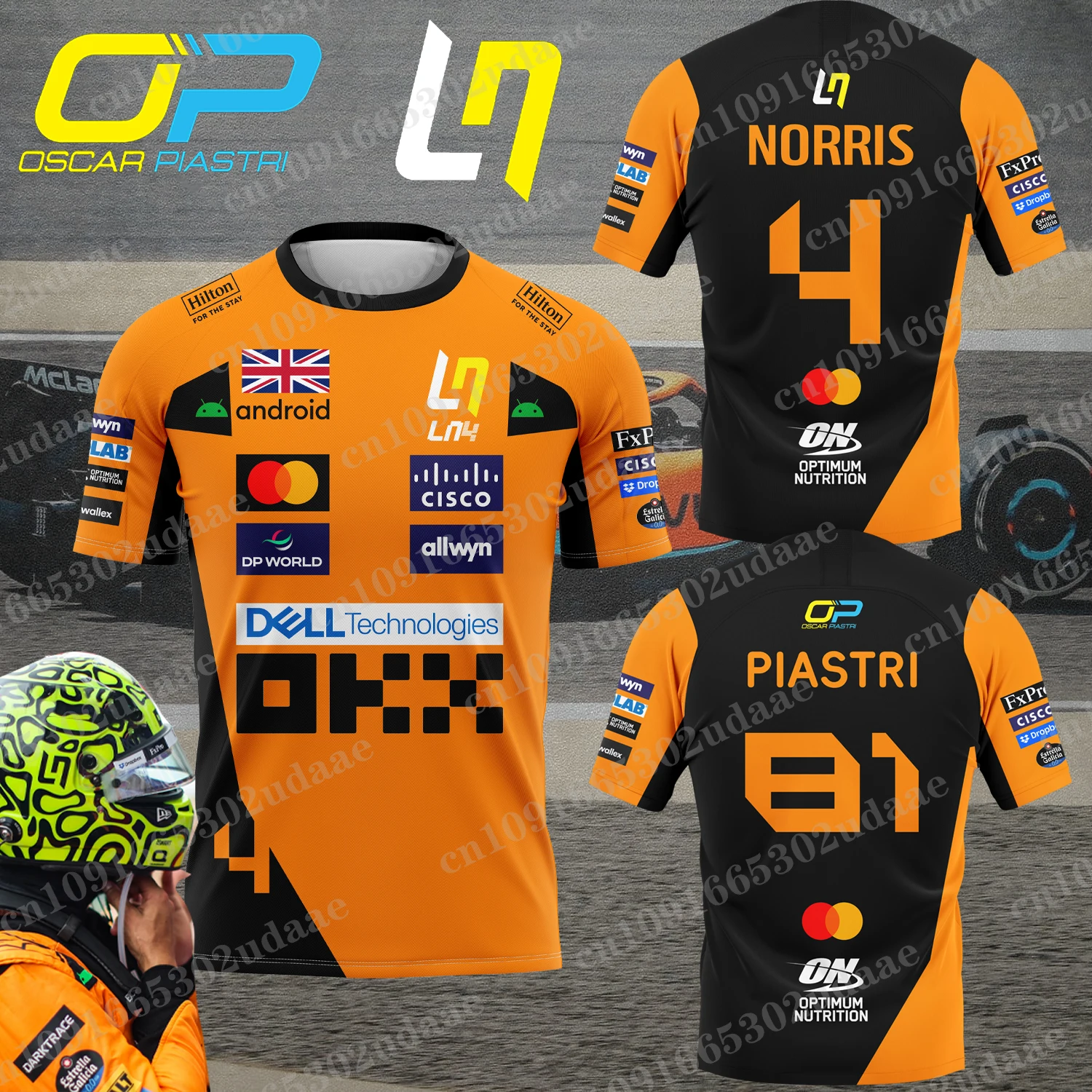 Lando Norris NO.4 2025новая футболка в гоночном стиле, гоночный костюм для экстремальных видов спорта, дышащая толстовка с короткими рукавами
