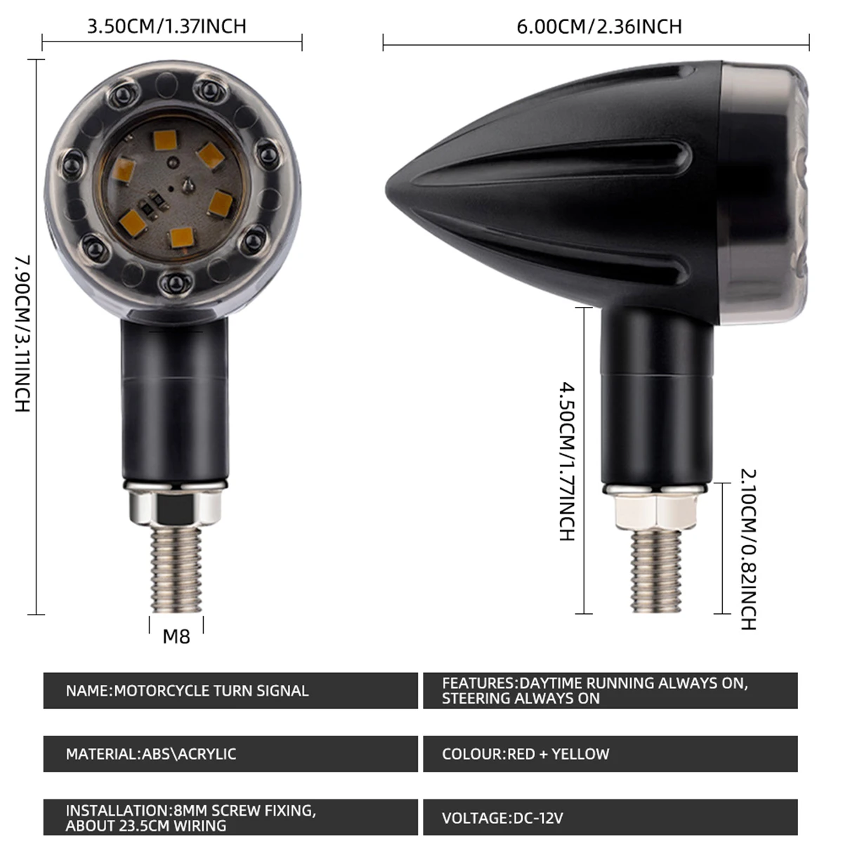 4 pçs/set motocicleta led luz de freio âmbar e vermelho sinal volta luz da cauda indicador sinal aviso lâmpadas acessórios do motor