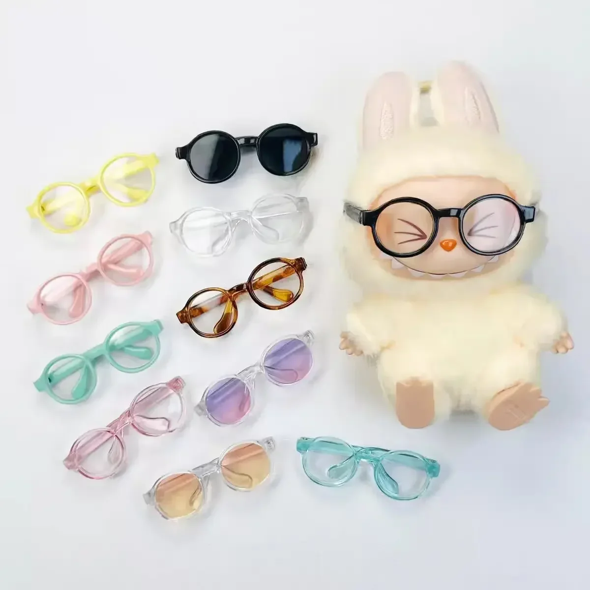 Labubu Occhiali in plastica trasparente da 6,5 cm per 1/8 1/6 1/3 1/4 BJD per Labubu MSD Peluche per occhiali da sole bambola EXO