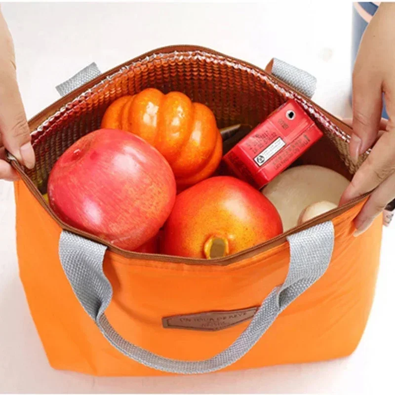 Lunchbox Camping Picknick Mittagessen Tasche Einfarbig Tragbare Isolierte Gekühlt Kalte Lebensmittel Kühler Thermische Tasche Handtasche Heißer