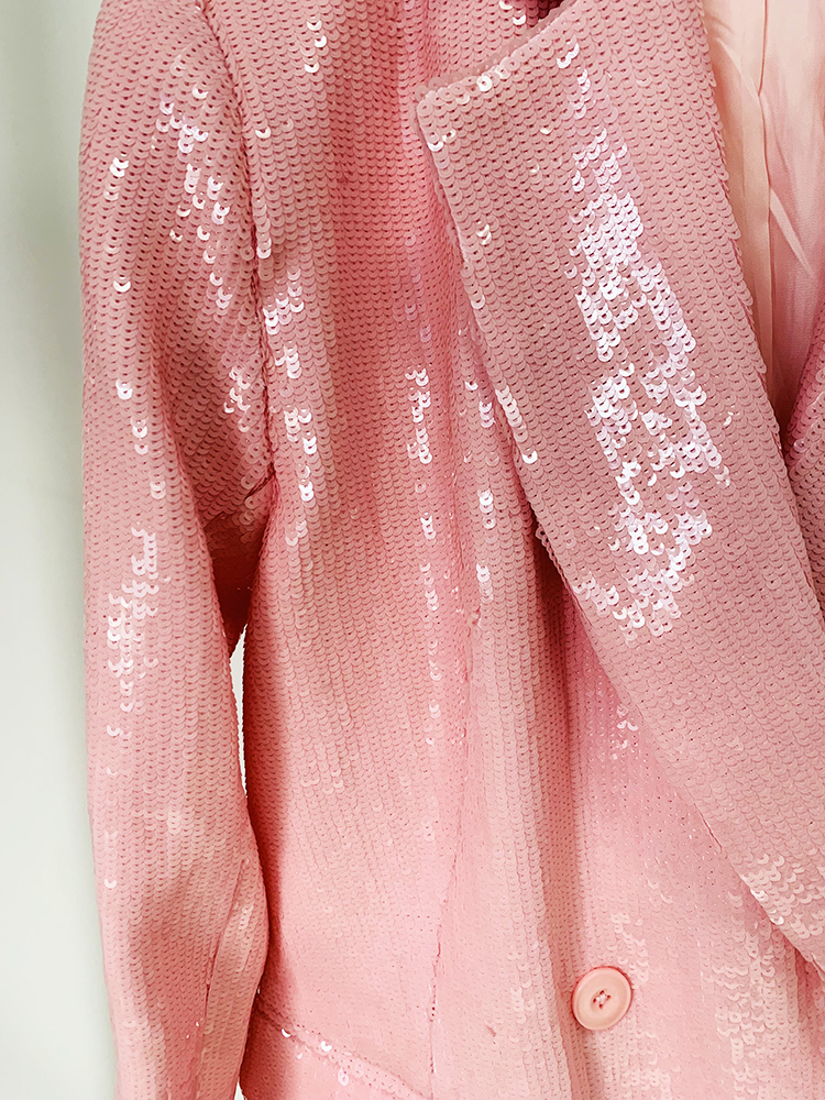 Женский двубортный Длинный блейзер, свободный пиджак в стиле оверсайз с блестками, 2024