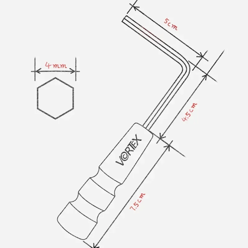 VORTEX Guitar Tool 4mm Wooden Handle -Acoustic Guitar Special Wrench, Extended Version, Hexagonal Adjustment Neck Wrench.